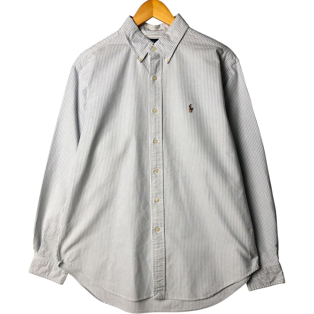 Ralph Lauren Classic Fit Striped Pattern Long Sleeve Button-Down Shirt, Men's Size L cotton blue type Vintage Second Hand