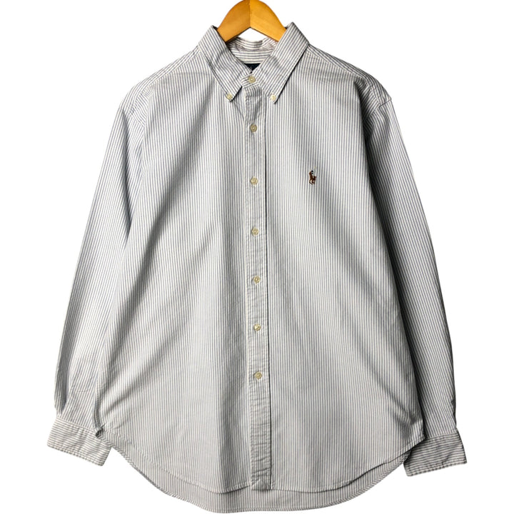 Ralph Lauren Classic Fit Striped Pattern Long Sleeve Button-Down Shirt, Men's Size L cotton blue type Vintage Second Hand