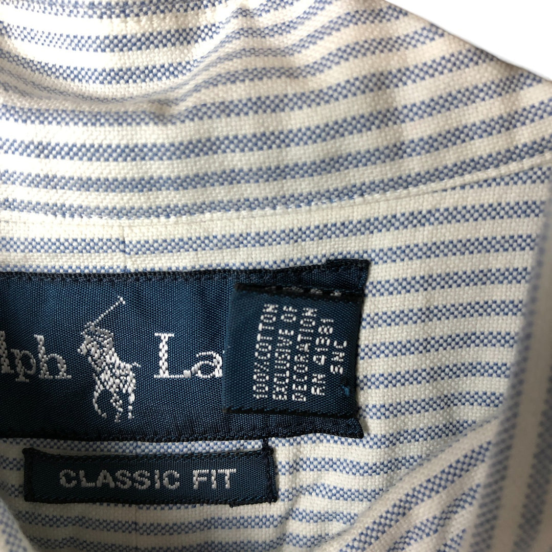 Ralph Lauren Classic Fit Striped Pattern Long Sleeve Button-Down Shirt, Men's Size L cotton blue type Vintage Second Hand