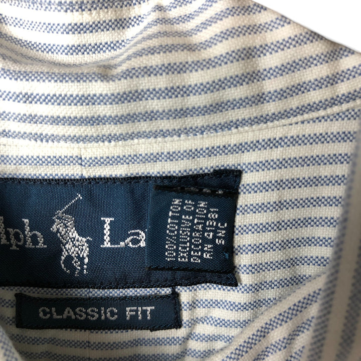 Ralph Lauren Classic Fit Striped Pattern Long Sleeve Button-Down Shirt, Men's Size L cotton blue type Vintage Second Hand