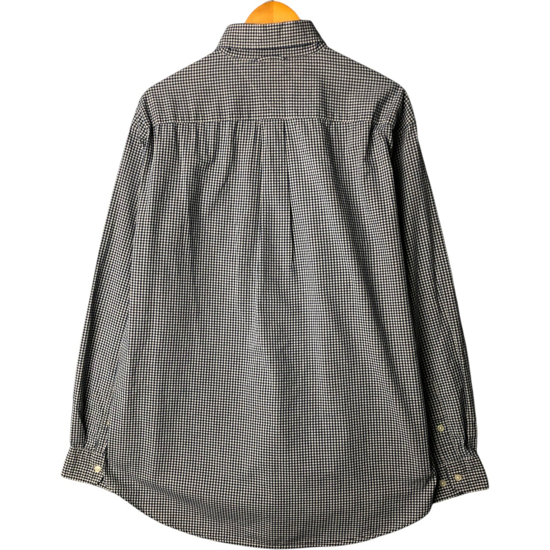 Tommy Hilfiger long-sleeved button-down check shirt, men's size L cotton navy blue type Vintage Second Hand