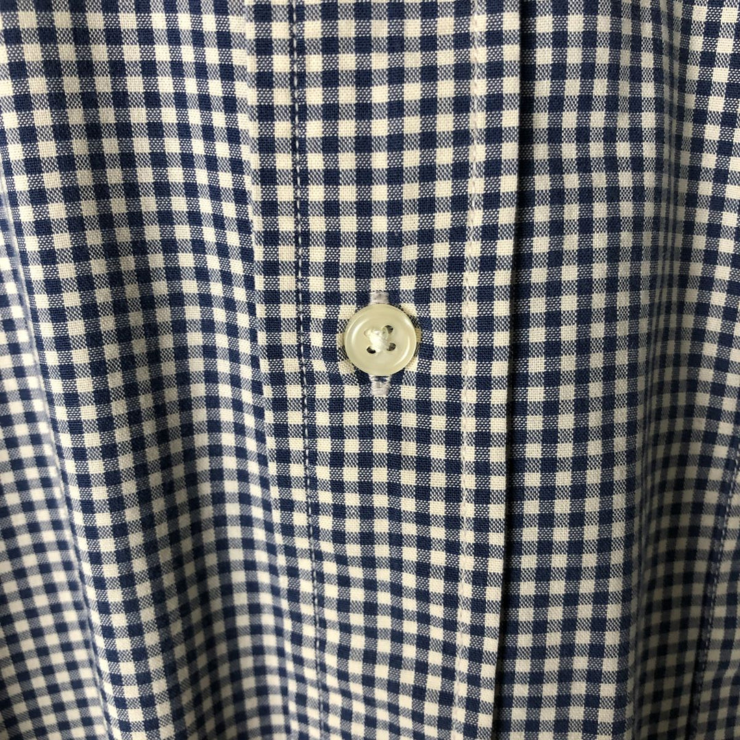 Tommy Hilfiger long-sleeved button-down check shirt, men's size L cotton navy blue type Vintage Second Hand