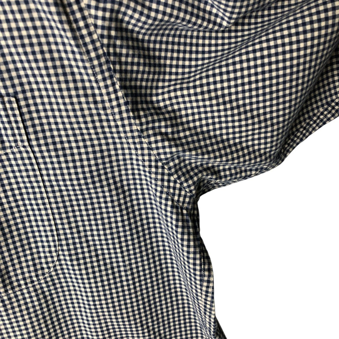 Tommy Hilfiger long-sleeved button-down check shirt, men's size L cotton navy blue type Vintage Second Hand