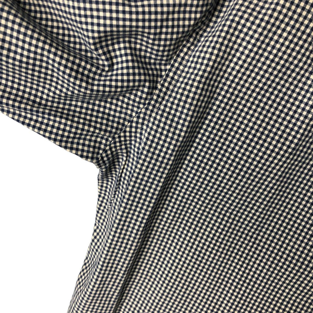 Tommy Hilfiger long-sleeved button-down check shirt, men's size L cotton navy blue type Vintage Second Hand