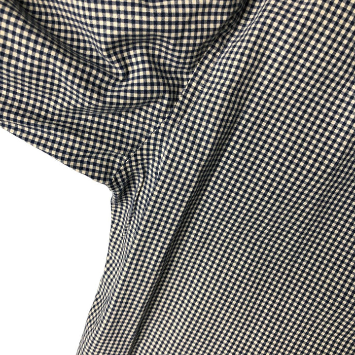 Tommy Hilfiger long-sleeved button-down check shirt, men's size L cotton navy blue type Vintage Second Hand