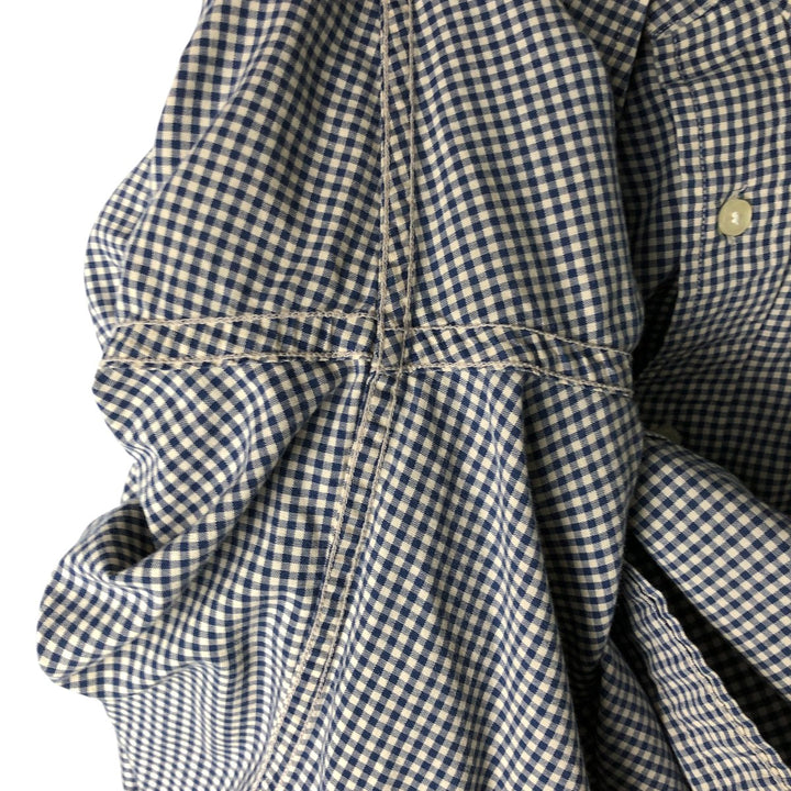 Tommy Hilfiger long-sleeved button-down check shirt, men's size L cotton navy blue type Vintage Second Hand