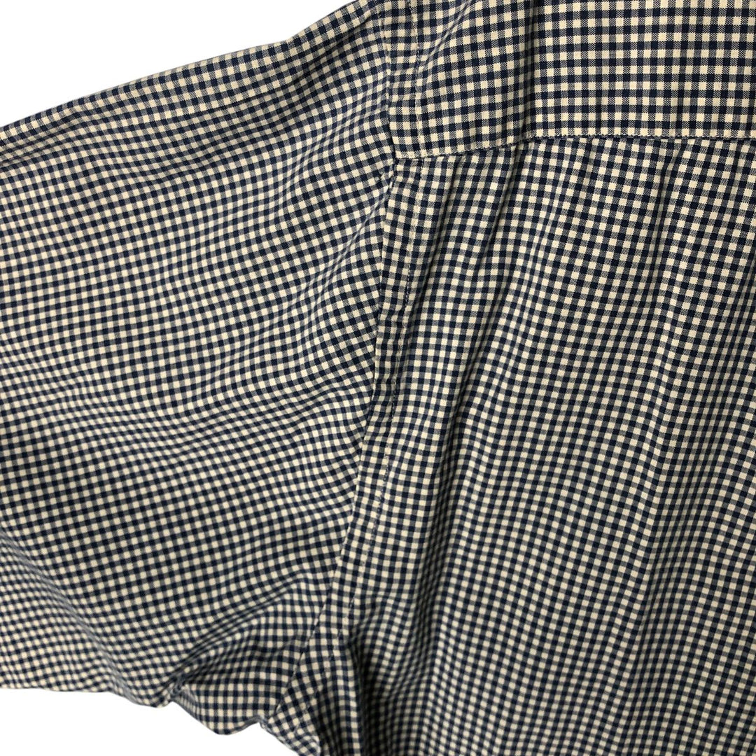 Tommy Hilfiger long-sleeved button-down check shirt, men's size L cotton navy blue type Vintage Second Hand