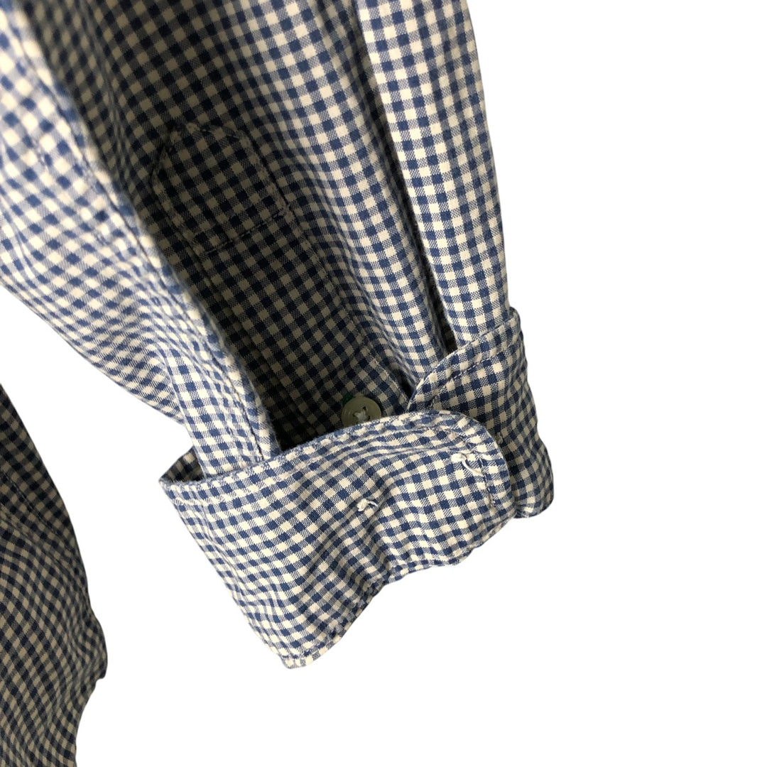 Tommy Hilfiger long-sleeved button-down check shirt, men's size L cotton navy blue type Vintage Second Hand