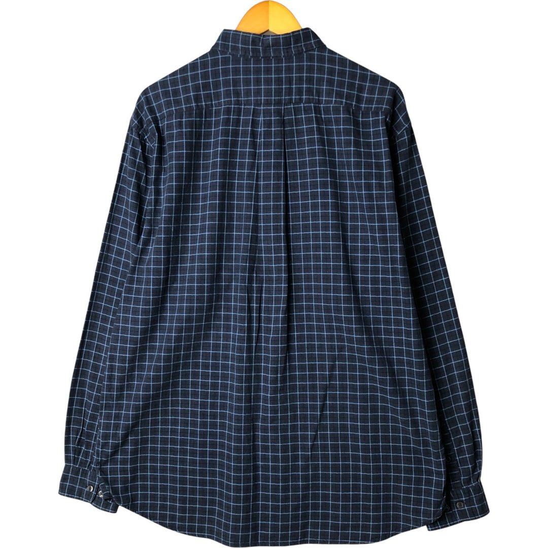 Eddie Bauer Long Sleeve Cotton Check Shirt, Men's XL cotton Navy blue Vintage Second Hand