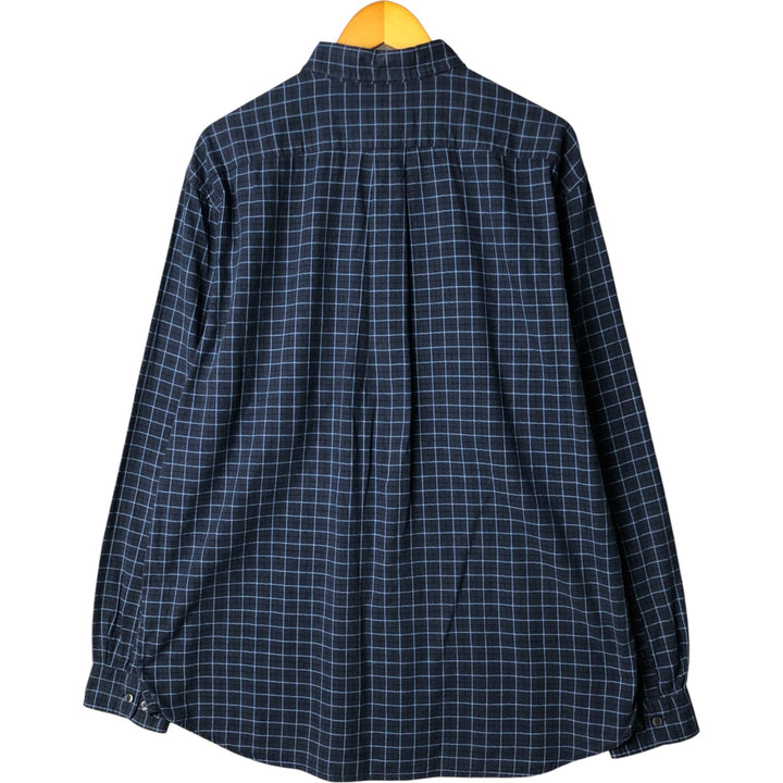 Eddie Bauer Long Sleeve Cotton Check Shirt, Men's XL cotton Navy blue Vintage Second Hand