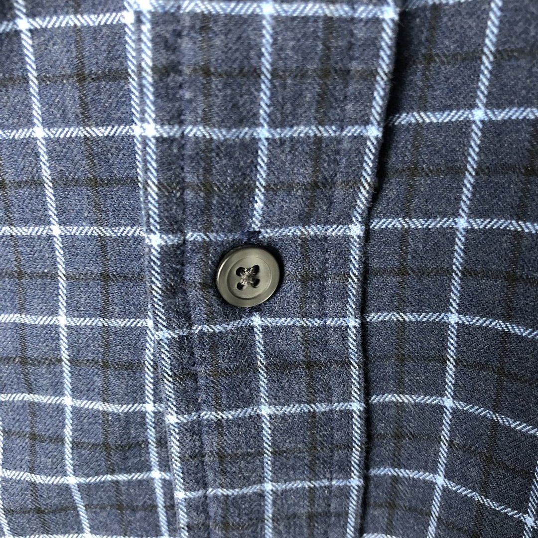 Eddie Bauer Long Sleeve Cotton Check Shirt, Men's XL cotton Navy blue Vintage Second Hand