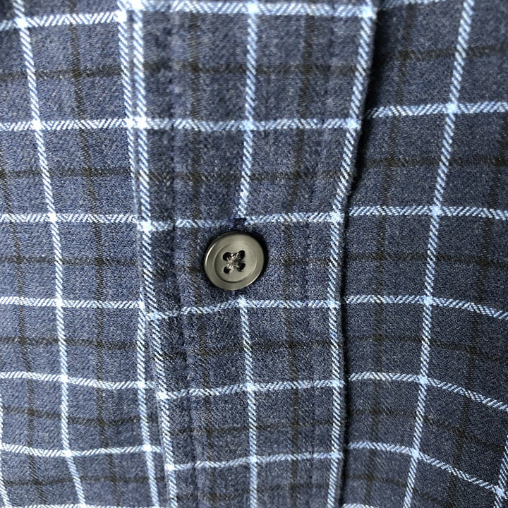 Eddie Bauer Long Sleeve Cotton Check Shirt, Men's XL cotton Navy blue Vintage Second Hand