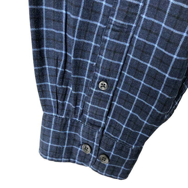 Eddie Bauer Long Sleeve Cotton Check Shirt, Men's XL cotton Navy blue Vintage Second Hand