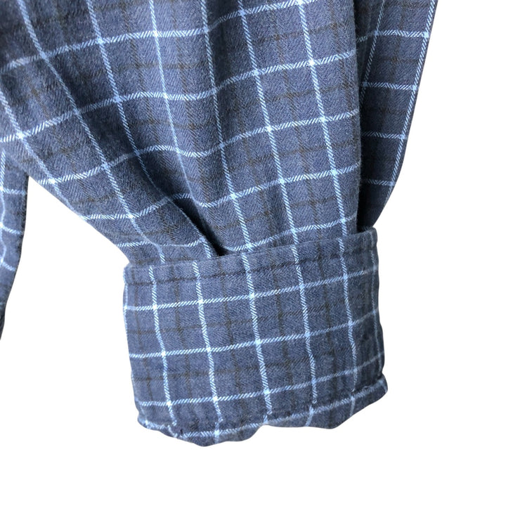 Eddie Bauer Long Sleeve Cotton Check Shirt, Men's XL cotton Navy blue Vintage Second Hand