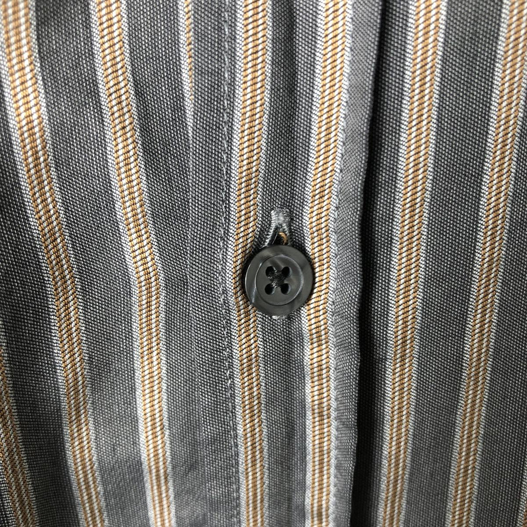 Hugo Boss long-sleeved cotton striped shirt, made in Italy, men's size XXL cotton Charcoal Vintage Second Hand