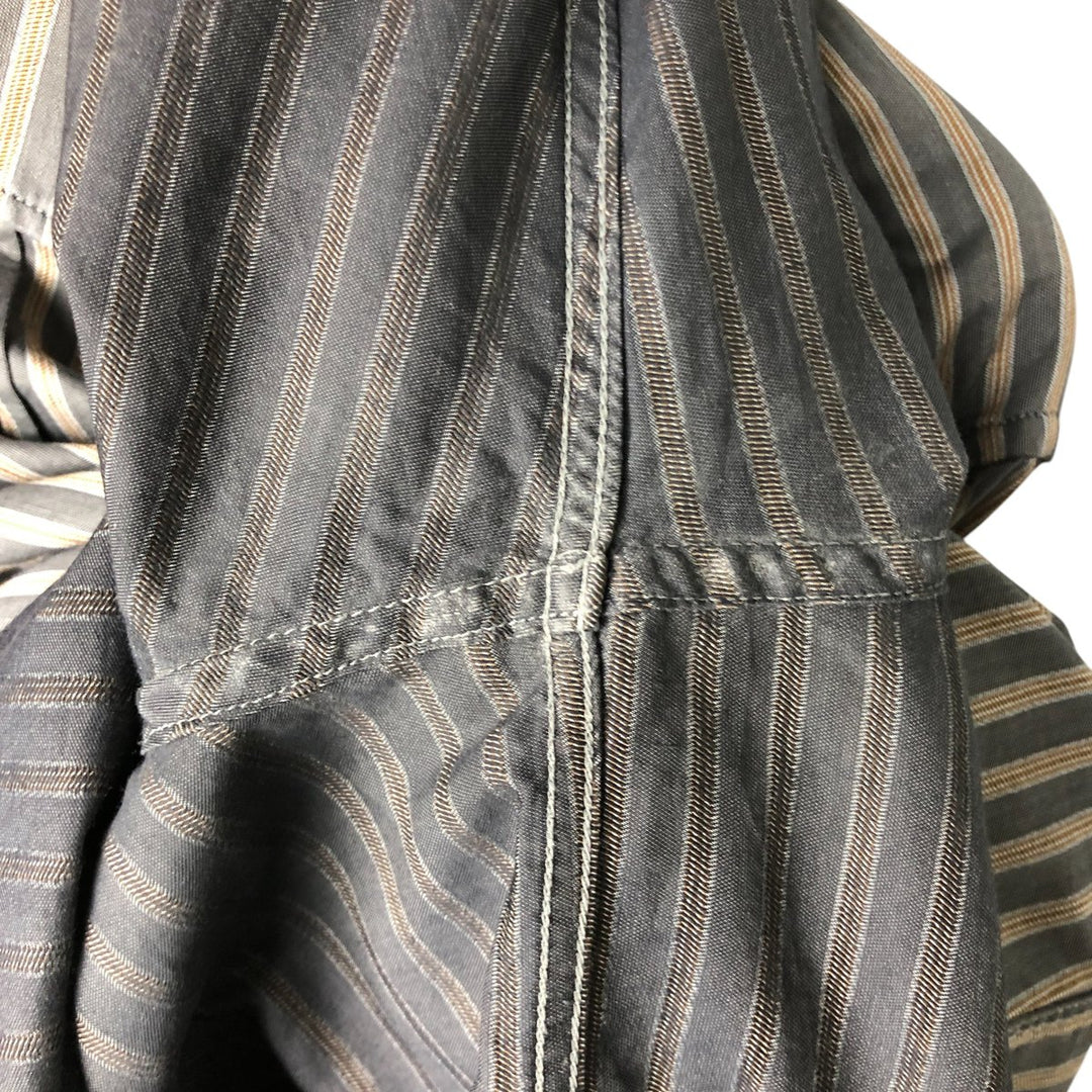 Hugo Boss long-sleeved cotton striped shirt, made in Italy, men's size XXL cotton Charcoal Vintage Second Hand