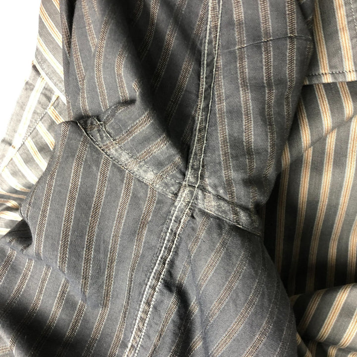 Hugo Boss long-sleeved cotton striped shirt, made in Italy, men's size XXL cotton Charcoal Vintage Second Hand