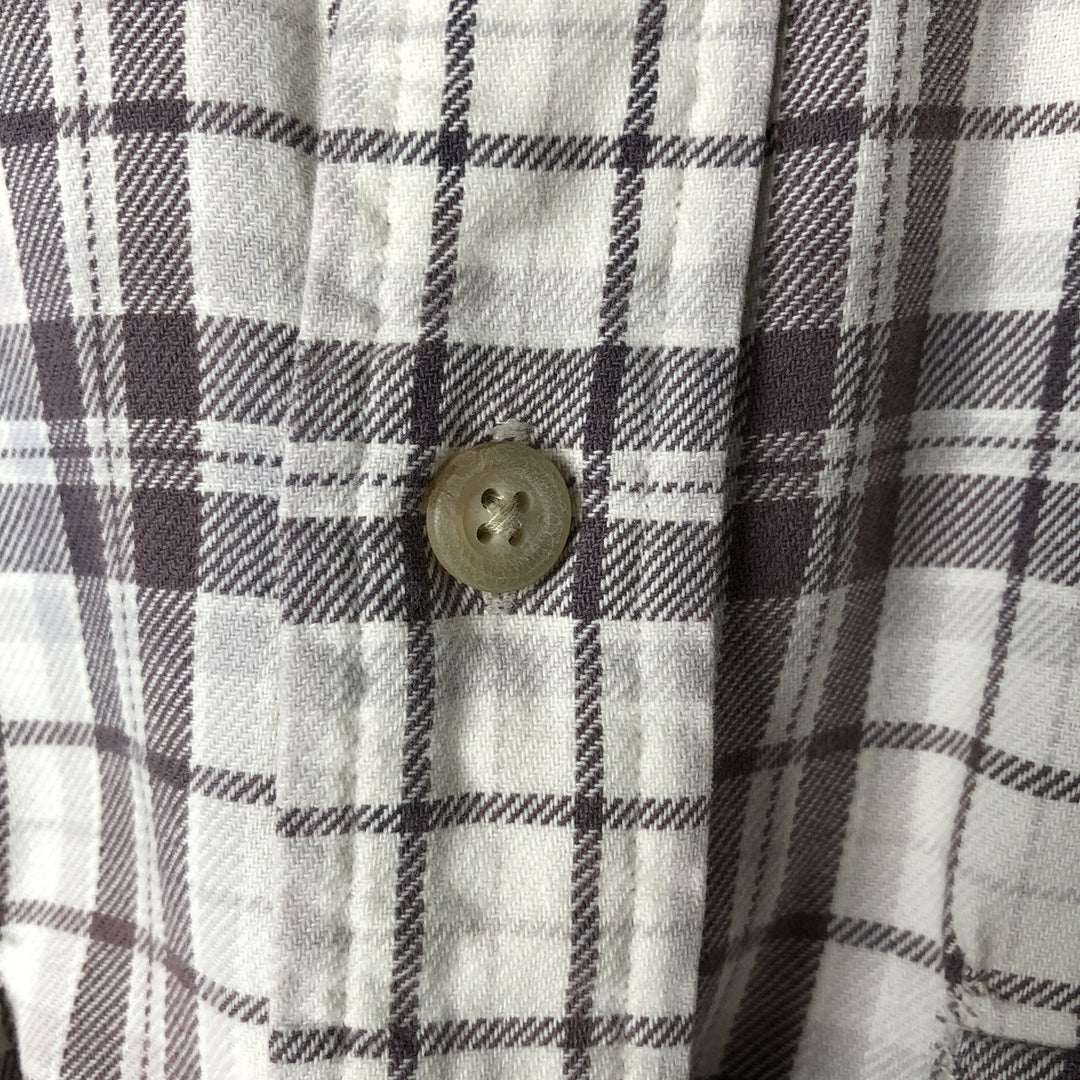 Ralph Lauren POLO by Ralph Lauren long-sleeved button-down light flannel check shirt, men's size L cotton ivory Vintage Second Hand