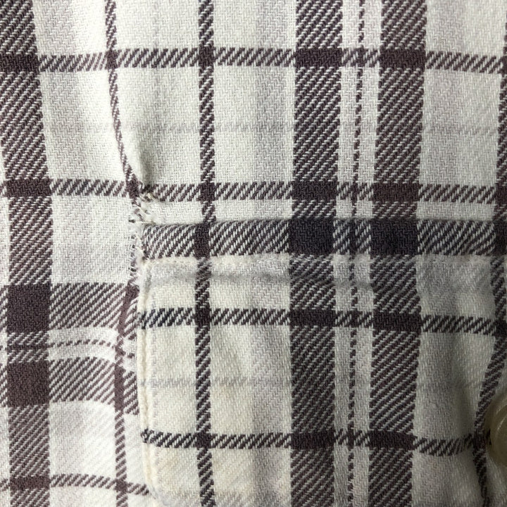 Ralph Lauren POLO by Ralph Lauren long-sleeved button-down light flannel check shirt, men's size L cotton ivory Vintage Second Hand