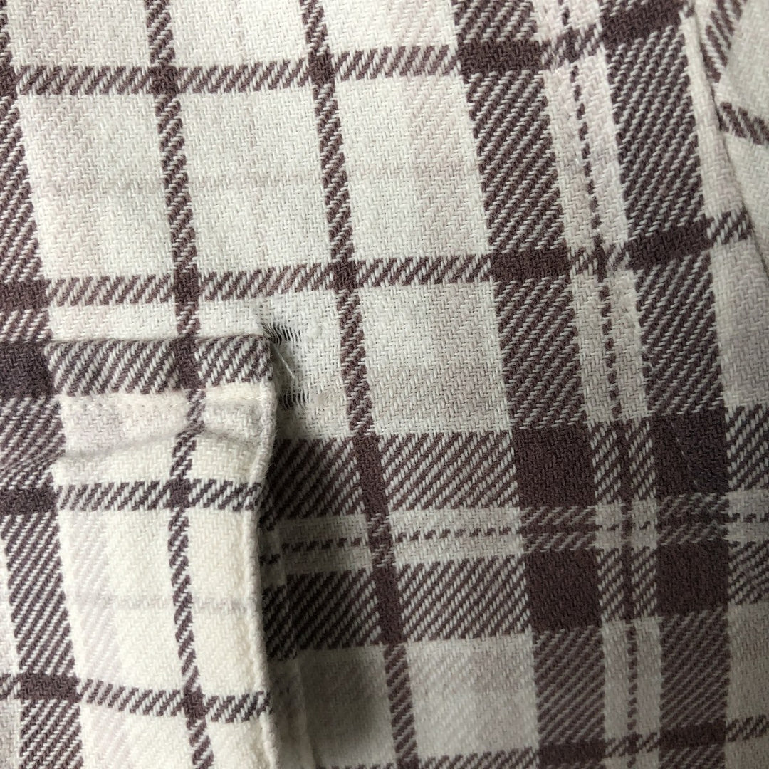Ralph Lauren POLO by Ralph Lauren long-sleeved button-down light flannel check shirt, men's size L cotton ivory Vintage Second Hand