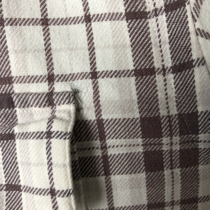 Ralph Lauren POLO by Ralph Lauren long-sleeved button-down light flannel check shirt, men's size L cotton ivory Vintage Second Hand
