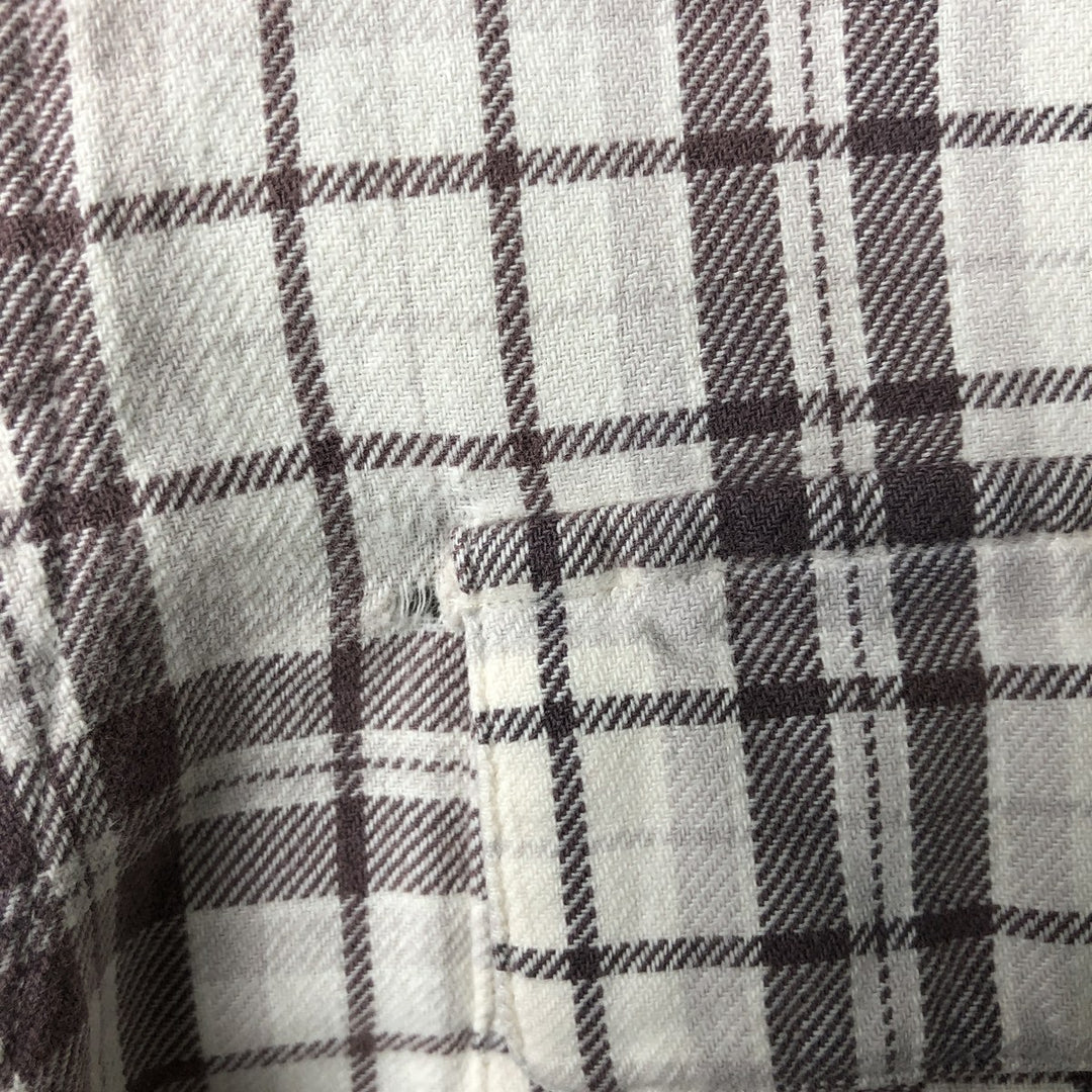Ralph Lauren POLO by Ralph Lauren long-sleeved button-down light flannel check shirt, men's size L cotton ivory Vintage Second Hand