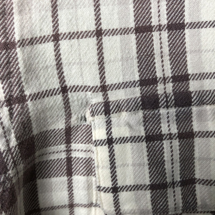 Ralph Lauren POLO by Ralph Lauren long-sleeved button-down light flannel check shirt, men's size L cotton ivory Vintage Second Hand