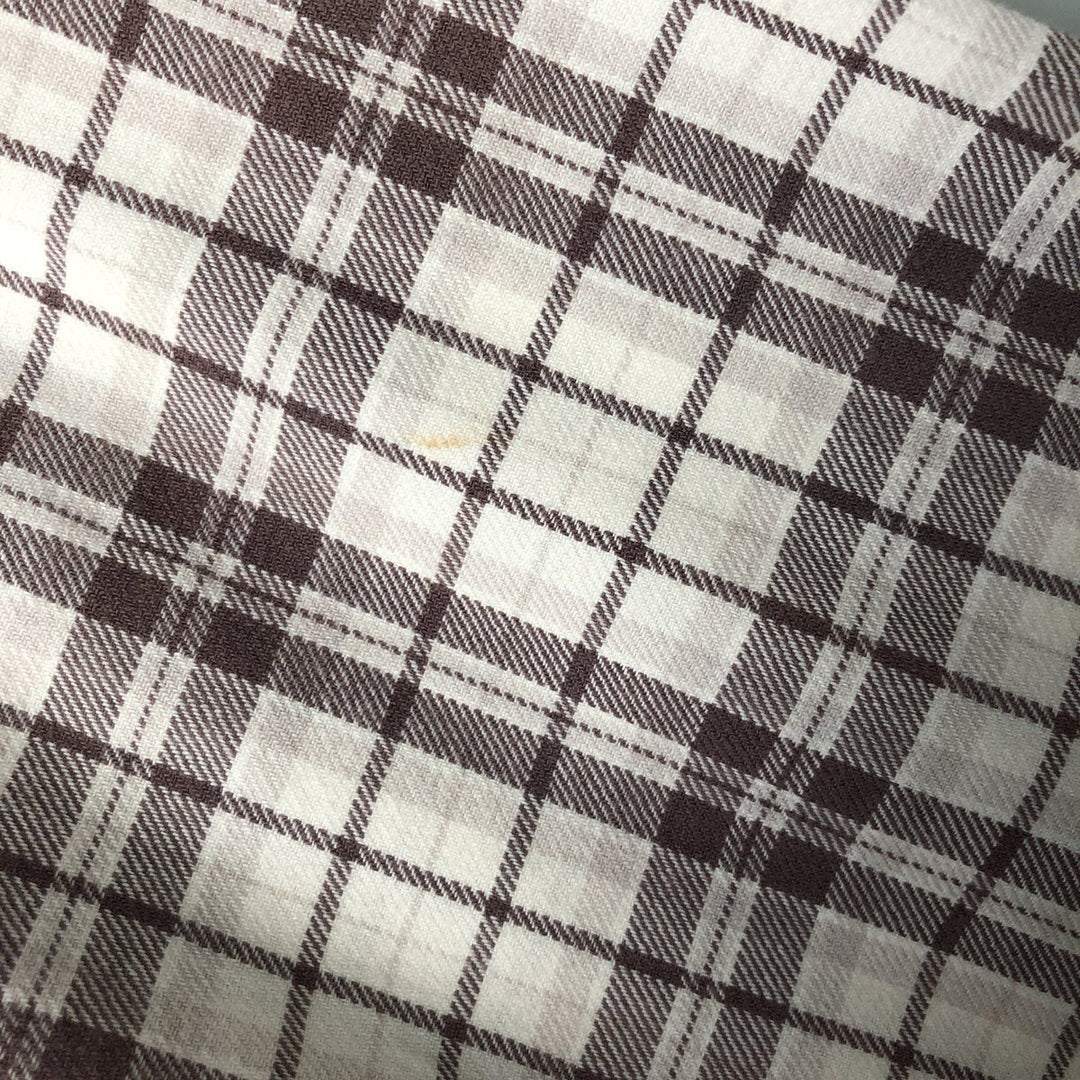 Ralph Lauren POLO by Ralph Lauren long-sleeved button-down light flannel check shirt, men's size L cotton ivory Vintage Second Hand