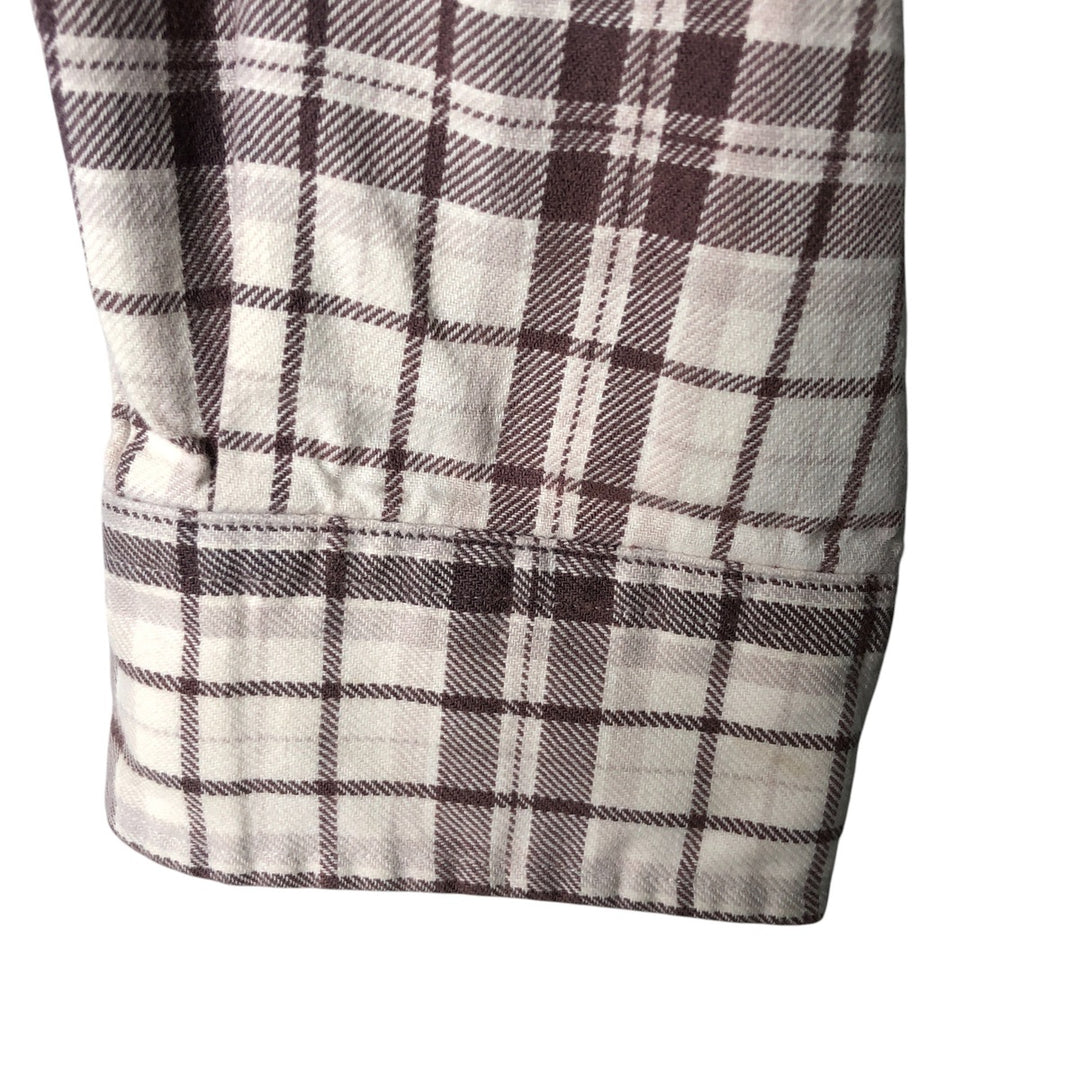 Ralph Lauren POLO by Ralph Lauren long-sleeved button-down light flannel check shirt, men's size L cotton ivory Vintage Second Hand