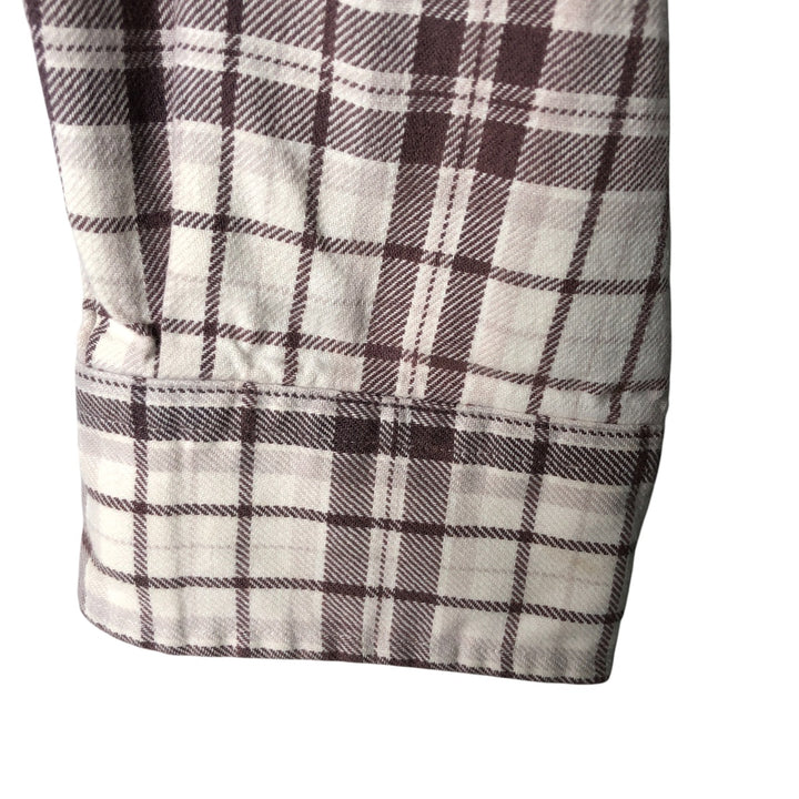 Ralph Lauren POLO by Ralph Lauren long-sleeved button-down light flannel check shirt, men's size L cotton ivory Vintage Second Hand