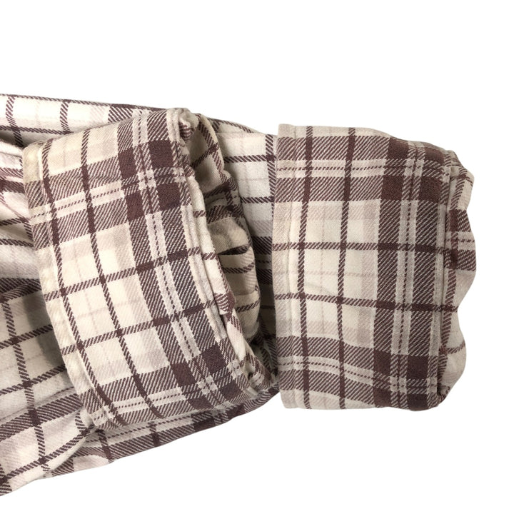Ralph Lauren POLO by Ralph Lauren long-sleeved button-down light flannel check shirt, men's size L cotton ivory Vintage Second Hand