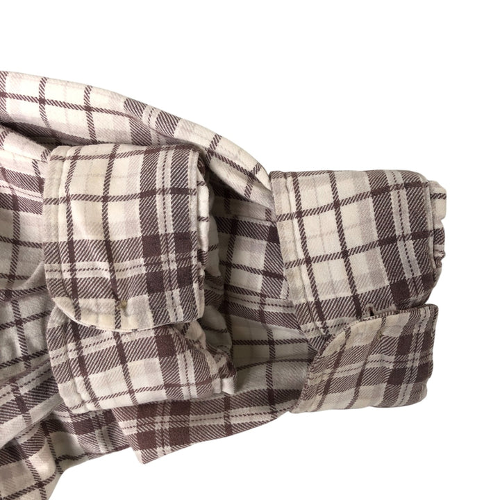 Ralph Lauren POLO by Ralph Lauren long-sleeved button-down light flannel check shirt, men's size L cotton ivory Vintage Second Hand