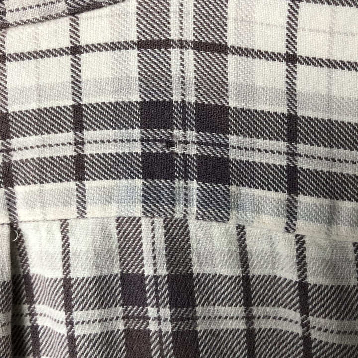 Ralph Lauren POLO by Ralph Lauren long-sleeved button-down light flannel check shirt, men's size L cotton ivory Vintage Second Hand
