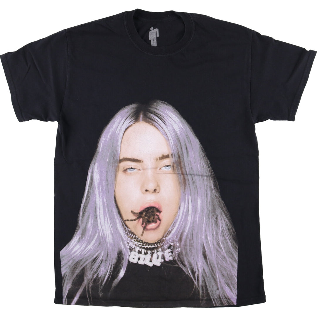 BILLIEEILISH Billie Eilish Band T-shirt Band T Men's M size cotton black type Vintage Second Hand