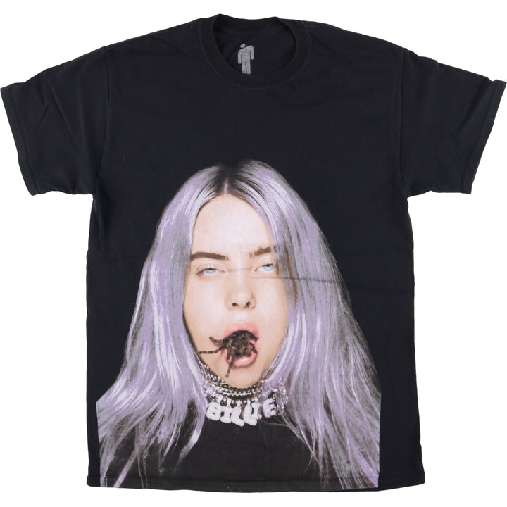 BILLIEEILISH Billie Eilish Band T-shirt Band T Men's M size cotton black type Vintage Second Hand