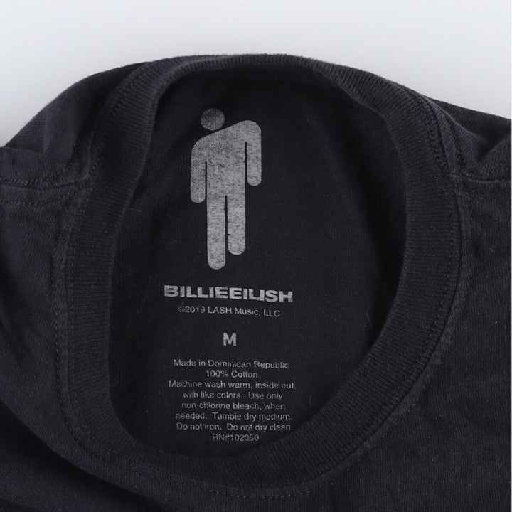 BILLIEEILISH Billie Eilish Band T-shirt Band T Men's M size cotton black type Vintage Second Hand
