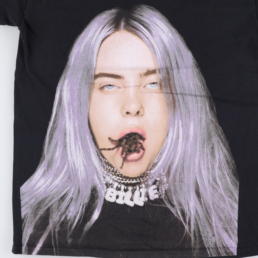 BILLIEEILISH Billie Eilish Band T-shirt Band T Men's M size cotton black type Vintage Second Hand