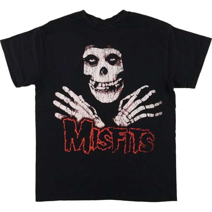 THE MISFITS Skull Pattern Band T-Shirt, Men's Size M cotton black type Vintage Second Hand