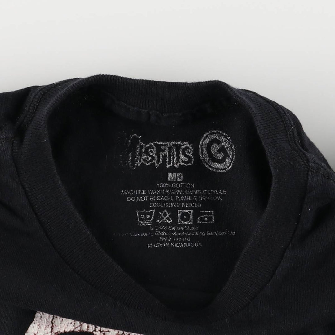 THE MISFITS Skull Pattern Band T-Shirt, Men's Size M cotton black type Vintage Second Hand