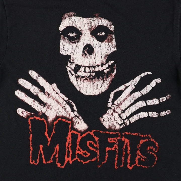 THE MISFITS Skull Pattern Band T-Shirt, Men's Size M cotton black type Vintage Second Hand