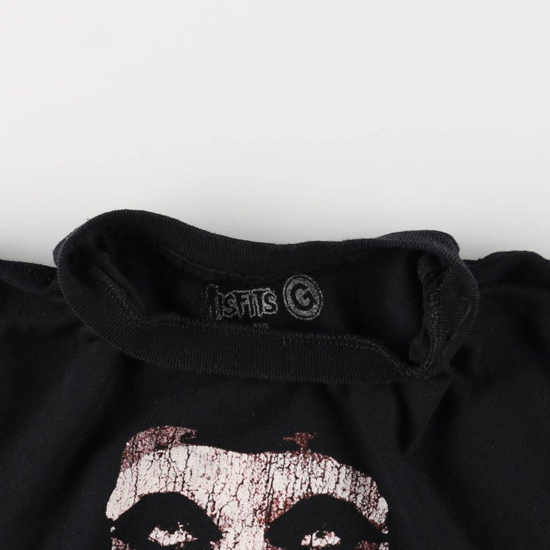 THE MISFITS Skull Pattern Band T-Shirt, Men's Size M cotton black type Vintage Second Hand