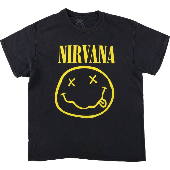 NIRVANA Nirvana Band T-shirt, Band T, Men's L size cotton black type Vintage Second Hand