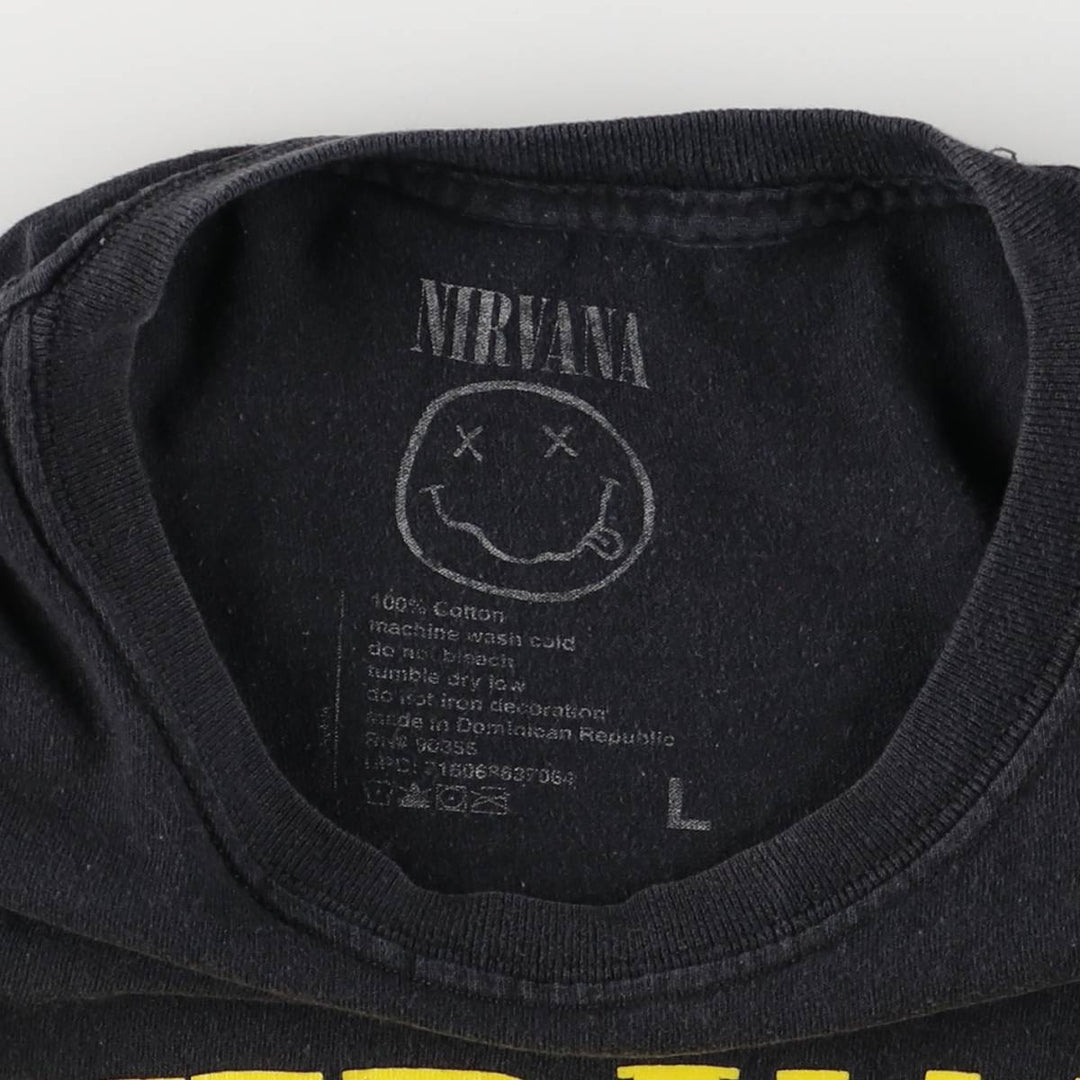 NIRVANA Nirvana Band T-shirt, Band T, Men's L size cotton black type Vintage Second Hand