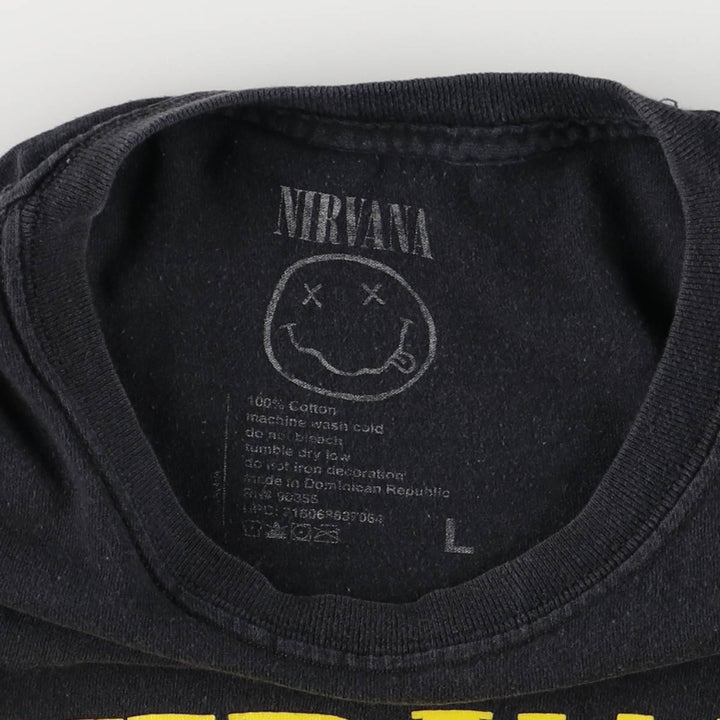 NIRVANA Nirvana Band T-shirt, Band T, Men's L size cotton black type Vintage Second Hand