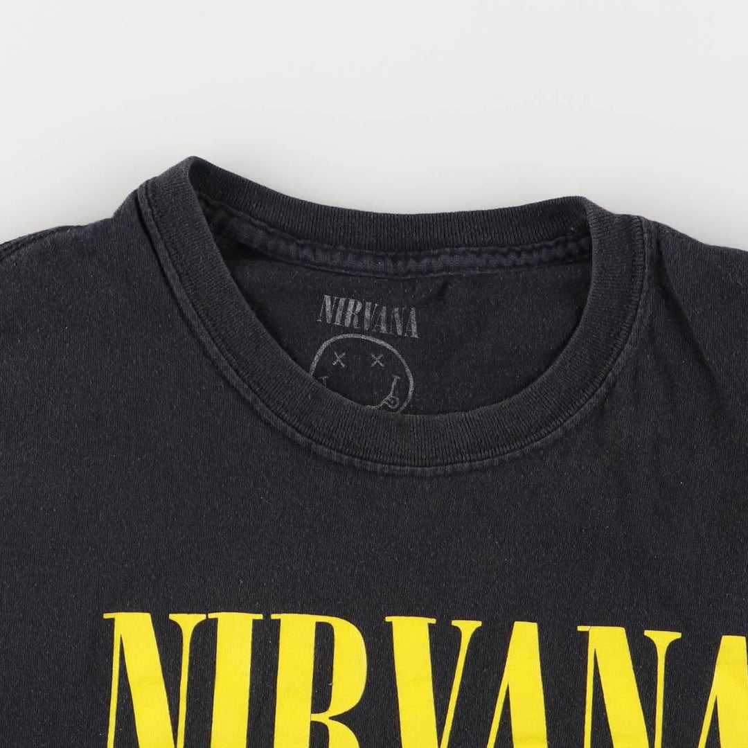 NIRVANA Nirvana Band T-shirt, Band T, Men's L size cotton black type Vintage Second Hand