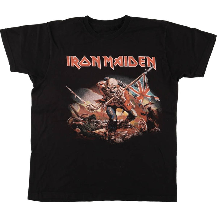 IRON MAIDEN Iron Maiden Band T-shirt Band T Men's M size unclear black type Vintage Second Hand