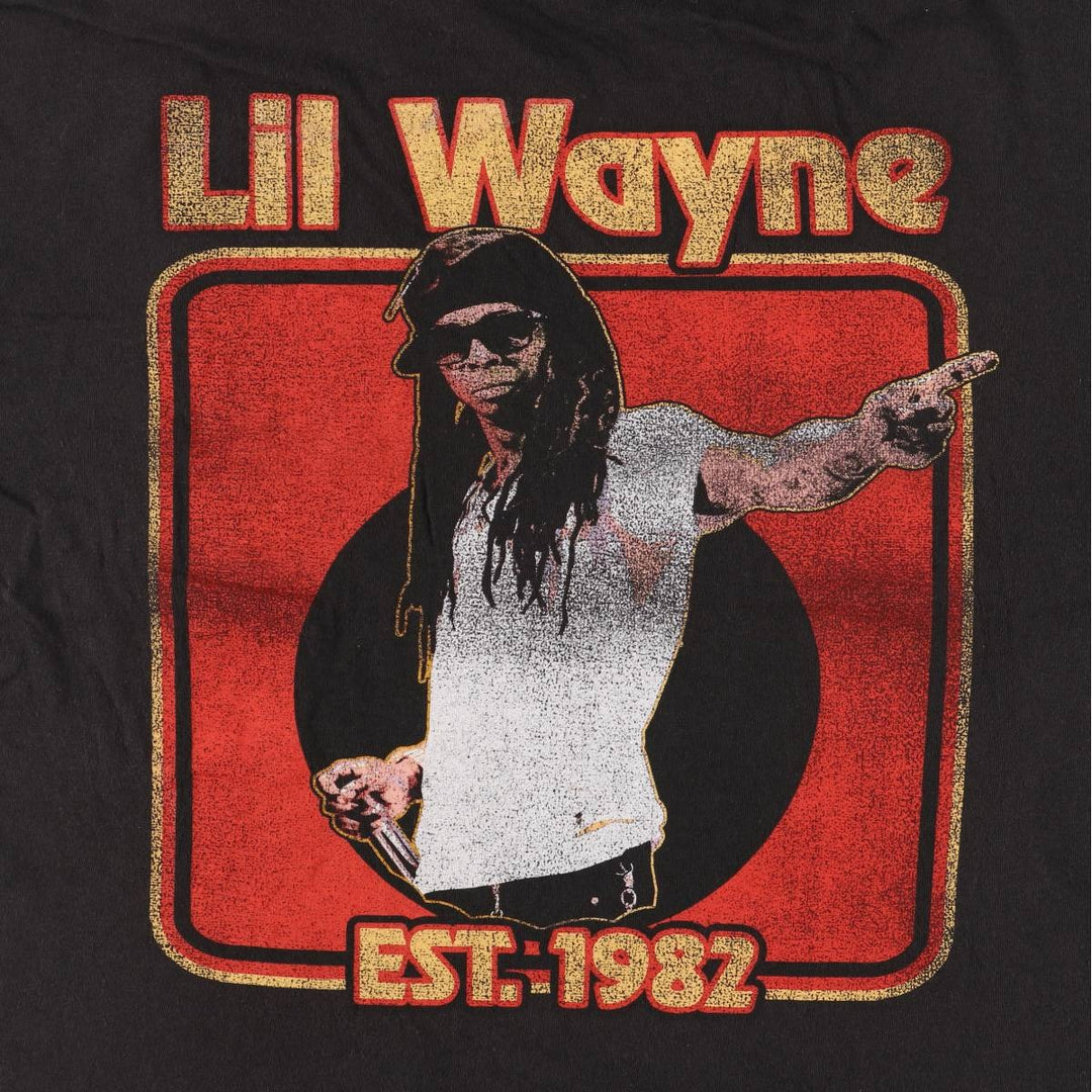 LIL WAYNE Rap T-shirt, Men's M size cotton black type Vintage Second Hand