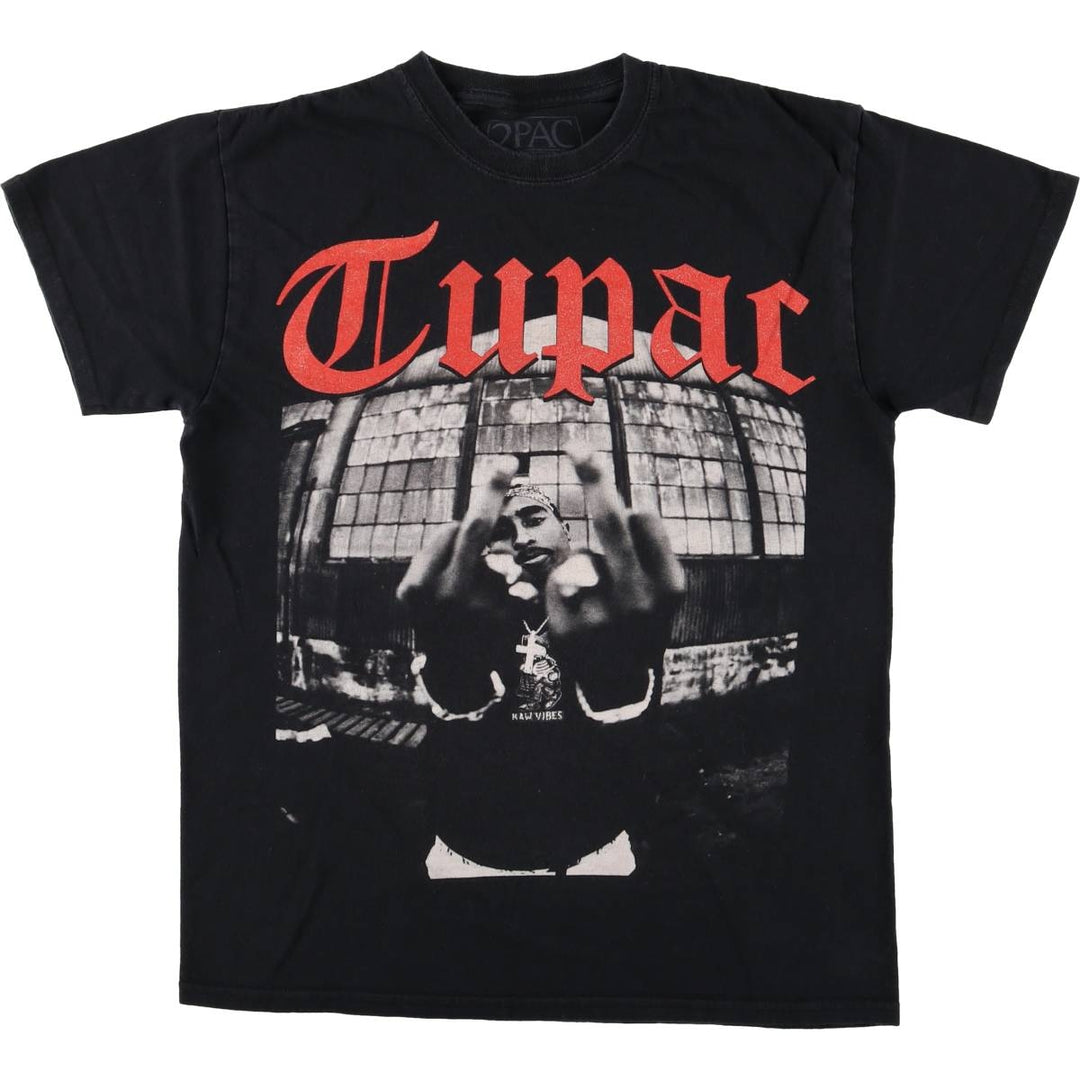 2pac rap t-shirt, men's size M cotton black type Vintage Second Hand