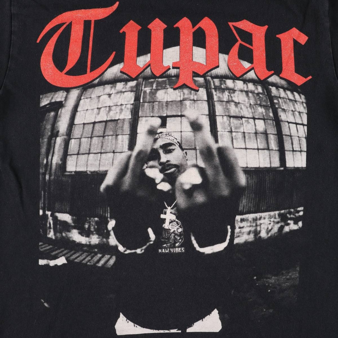 2pac rap t-shirt, men's size M cotton black type Vintage Second Hand