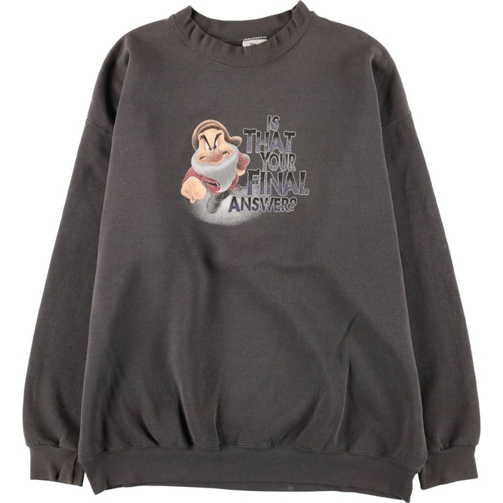 Disney Store Snow White and the Seven Dwarfs Grumpy Angry Character Sweatshirt, Made in USA, Men's Size XL cotton gray type Vintage Second Hand